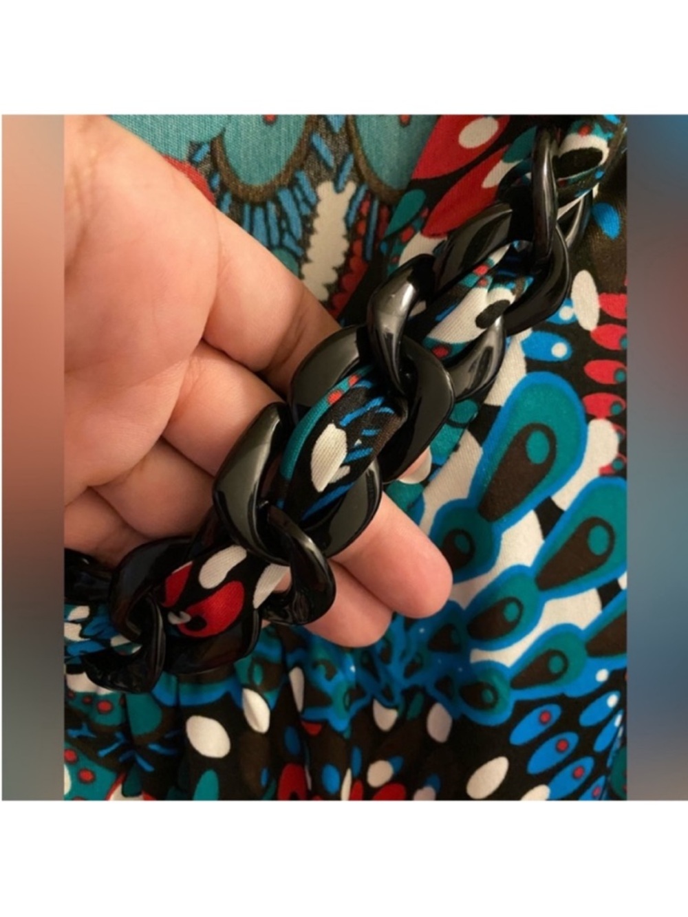 Floral-Print Cowl Neck Women’s Top - Teal, Red & Blue- Sz Large - Picture 3 of 4